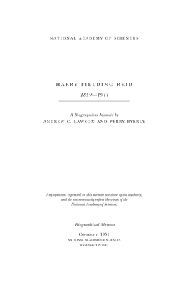 Harry Fielding Reid 1859-1944