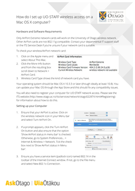 How Do I Set up UO-STAFF Wireless Access on a Mac OS X Computer?
