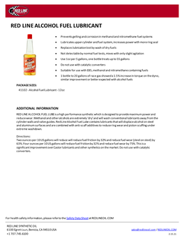 Red Line Alcohol Fuel Lubricant