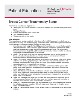 Breast Cancer Treatment by Stage