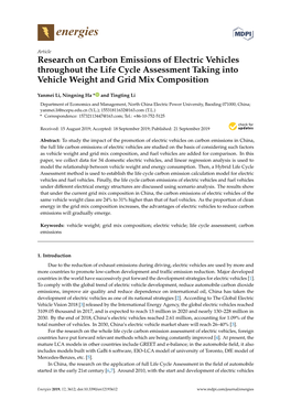 Research on Carbon Emissions of Electric Vehicles Throughout the Life Cycle Assessment Taking Into Vehicle Weight and Grid Mix Composition