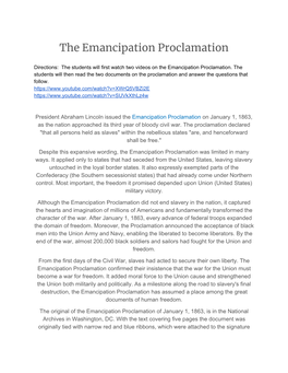 The Emancipation Proclamation