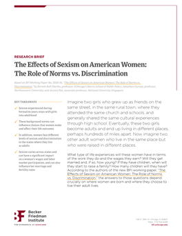 The Effects of Sexism on American Women: the Role of Norms Vs