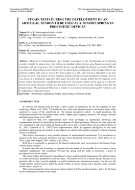 Strain Tests During the Development of an Artifical Tendon to Be Used As a Tension Spring in Prosthetic Devices