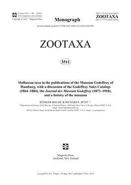 Molluscan Taxa in the Publications of the Museum