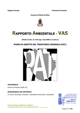 Rapporto Ambientale - Vas