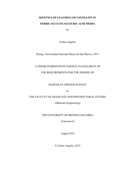 Kinetics of Leaching of Covellite in Ferric-Sulfate