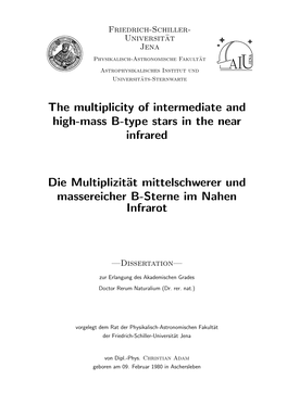 The Multiplicity of Intermediate and High-Mass B-Type Stars in the Near Infrared