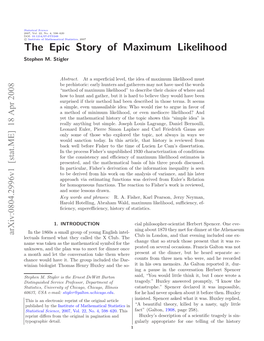 THE EPIC STORY of MAXIMUM LIKELIHOOD 3 Error Probabilities Follow a Curve
