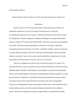 Brown 1 Dr Christopher R. Brown Homosexuality in Dog Day Afternoon