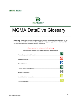 MGMA Datadive Glossary