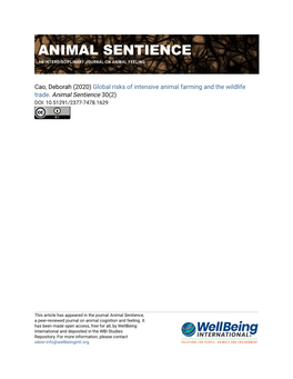 Global Risks of Intensive Animal Farming and the Wildlife Trade