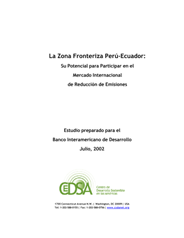 La Zona Fronteriza Perú-Ecuador: Su Potencial Para Participar En El Mercado Internacional