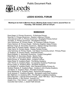 (Public Pack)Agenda Document for Leeds School Forum, 10/10/2019