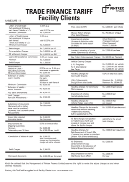 Trade Finance Tariff 1