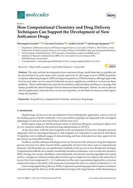 How Computational Chemistry and Drug Delivery Techniques Can Support the Development of New Anticancer Drugs