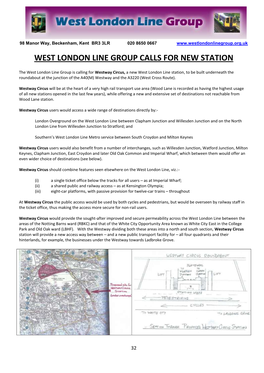 West London Line Group Calls for New Station