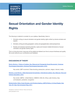 Sexual Orientation and Gender Identity Rights