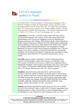 List of Languages Spoken in Nepal