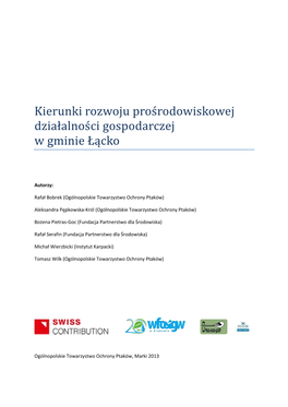 Kierunki Rozwoju Proś Rodowiśkowej Działalnoś Ci Gośpodarczej W Gminie Łącko