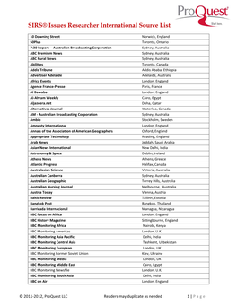 SIRS Issues Researcher International Title List (PDF)