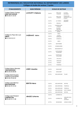 Infirmier(Es) De L'education Nationale Du Departement