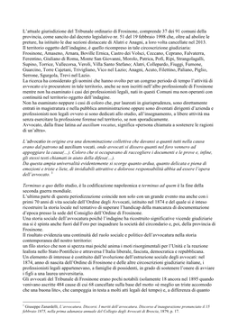 L'attuale Giurisdizione Del Tribunale Ordinario Di Frosinone, Comprende