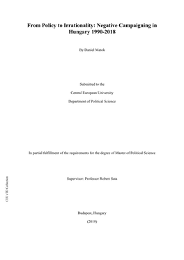 From Policy to Irrationality: Negative Campaigning in Hungary 1990-2018