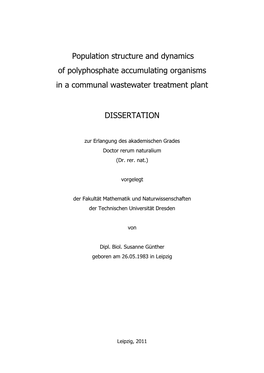 Population Structure and Dynamics of Polyphosphate Accumulating Organisms in a Communal Wastewater Treatment Plant