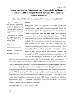 Comparison Between Dermoscopic and Histopathological Features of Keloids and Hypertrophic Scars Before and After Different Treatment Modalities