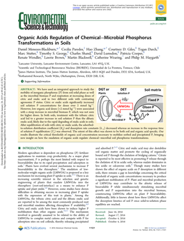 Organic Acids Regulation of Chemical−Microbial Phosphorus Transformations in Soils † ‡ † § ∥ Daniel Menezes-Blackburn,*, Cecilia Paredes, Hao Zhang,*, Courtney D