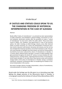 If Castles and Statues Could Speak to Us. the Changing Freedom of Historical Interpretation in the Case of Slovakia