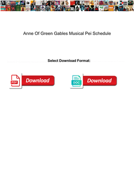 Anne of Green Gables Musical Pei Schedule