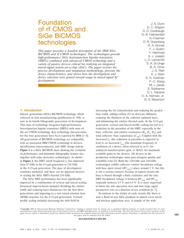 Foundation of Rf CMOS and Sige Bicmos Technologies