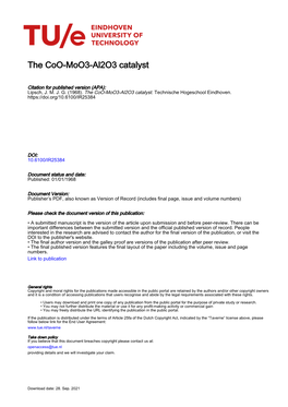 The Coo-Moo3-Al2o3 Catalyst