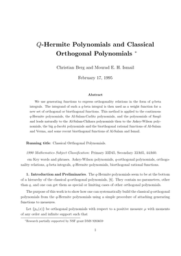 Q-Hermite Polynomials and Classical Orthogonal Polynomials ∗