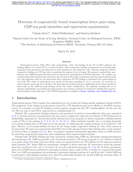 Detection of Cooperatively Bound Transcription Factor Pairs Using Chip-Seq Peak Intensities and Expectation Maximization