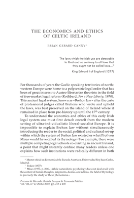 The Economics and Ethics of Celtic Ireland