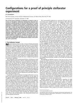 Configurations for a Proof of Principle Stellarator Experiment