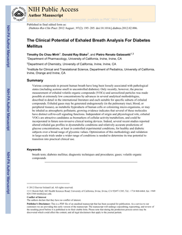 NIH Public Access Author Manuscript Diabetes Res Clin Pract