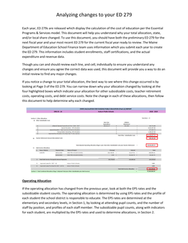 Analyzing Changes to Your ED 279 Report