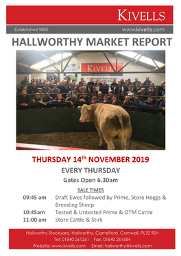 Hallworthy Market Report