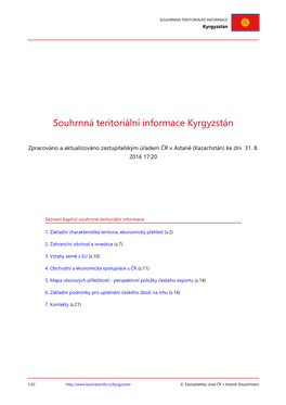 Souhrnná Terirotální Informace Kyrgyzstán