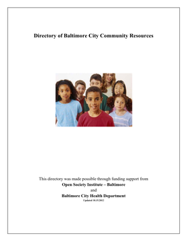 Directory of Baltimore City Community Resources