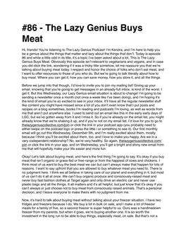 86 - the Lazy Genius Buys Meat