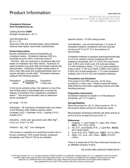 Cholesterol Esterase from Pseudomonas Sp