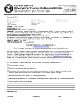 Application Submitted to Mendocino County