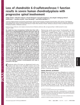 Loss of Chondroitin 6-O-Sulfotransferase-1 Function Results in Severe Human Chondrodysplasia with Progressive Spinal Involvement