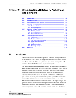 Chapter 11: Considerations Relating to Pedestrians and Bicyclists