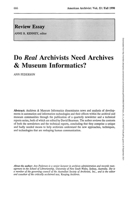 Do Real Archivists Need Archives & Museum Informatics?